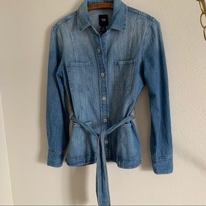 Gap Light Wash 1970s Look Front Tie Denim Jacket sz XS